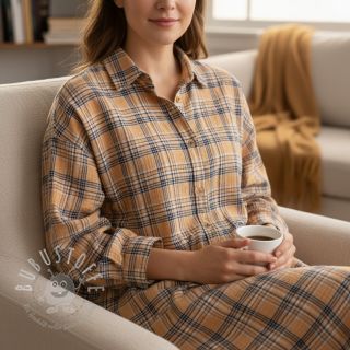 Double gauze/musselin Double sided CHECKS multicolour brown