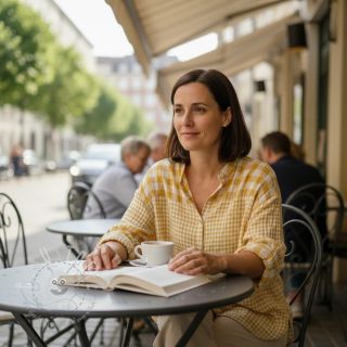 Double gauze/musselin Double sided CHECKS MINI ochre