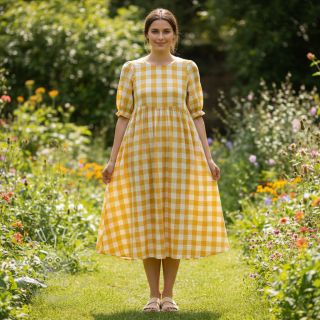 Double gauze/musselin Double sided CHECKS MINI ochre