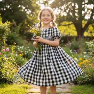 Double gauze/musselin Double sided CHECKS MINI black