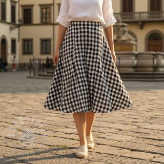 Double gauze/musselin Double sided CHECKS MINI black