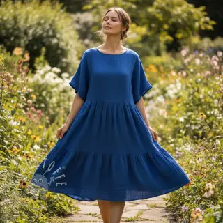 Double gauze/musselin cobalt