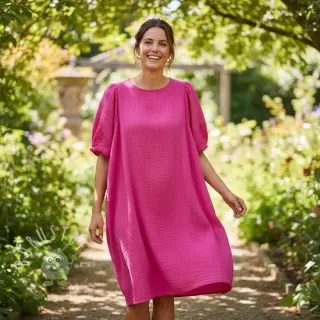 Double gauze/musselin fuchsia ORGANIC