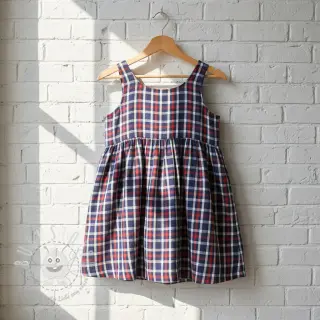 Double gauze/musselin Double sided Checks navy