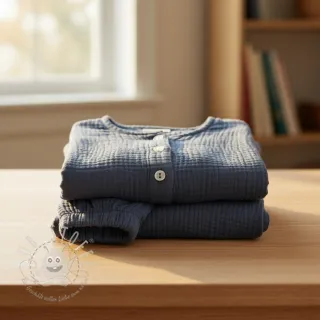 Double gauze/musselin jeans blue ORGANIC