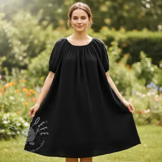 Double gauze/musselin black