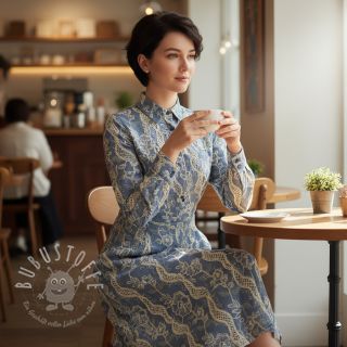 Baumwollstoff JEANS EMBROIDERY Flora design B