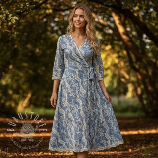 Baumwollstoff JEANS EMBROIDERY Flora design B