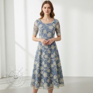 Baumwollstoff JEANS EMBROIDERY Flora design D