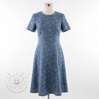 JEANS DENIM JACQUARD Flowers indigo