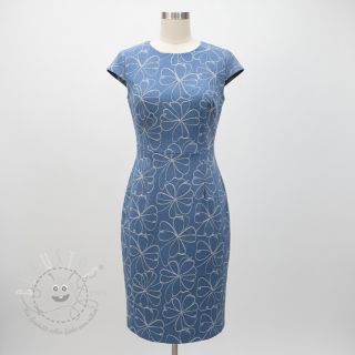 JEANS DENIM JACQUARD Flowers indigo