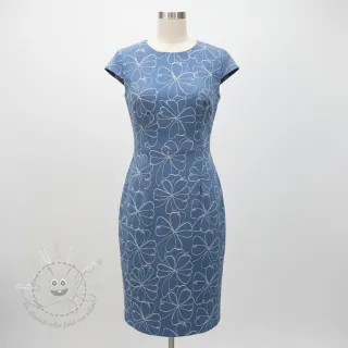 JEANS DENIM JACQUARD Flowers indigo