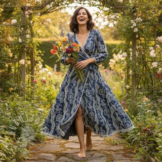 Baumwollstoff JEANS EMBROIDERY Flora design A