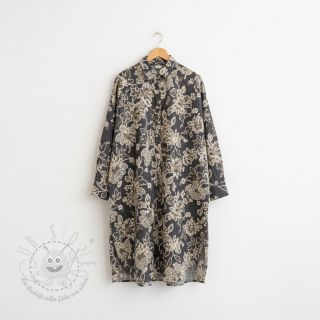 Baumwollstoff JEANS EMBROIDERY Bouquet black