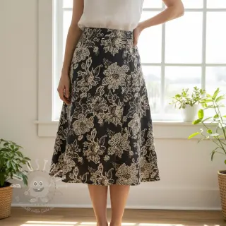 Baumwollstoff JEANS EMBROIDERY Bouquet black