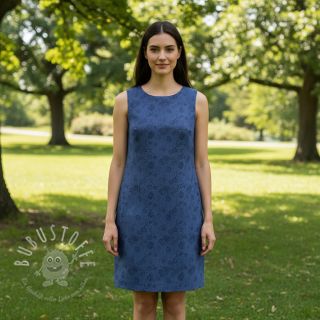 JEANS 9,5 OZ Embossed Flowers dark blue