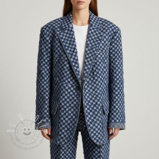 JEANS Check Jacquard DARK BLUE