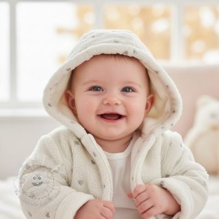 Mantelstoff TEDDY Tossed hearts silver