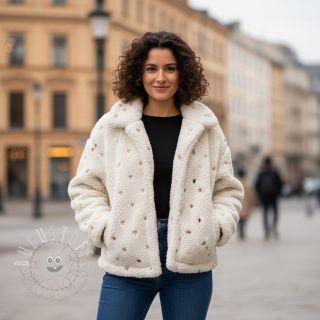 Mantelstoff TEDDY Tossed hearts gold