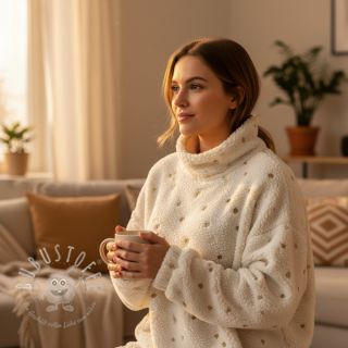 Mantelstoff TEDDY Tossed hearts gold