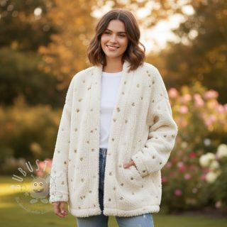 Mantelstoff TEDDY Tossed hearts gold