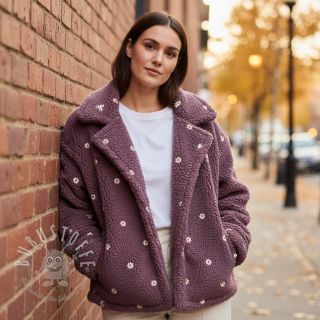 Mantelstoff TEDDY EMBROIDERY Mini rosewood