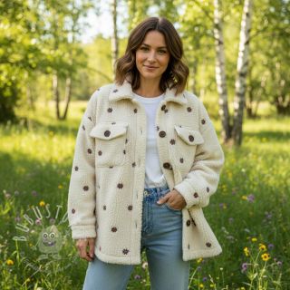 Mantelstoff TEDDY EMBROIDERY Mini ecru