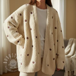 Mantelstoff TEDDY EMBROIDERY Mini ecru