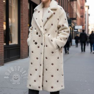 Mantelstoff TEDDY EMBROIDERY Mini ecru