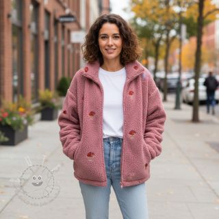 Mantelstoff EMBROIDERY Little mushrooms old pink