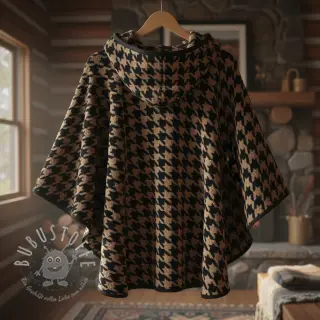 Mantelstoff TEDDY JACQUARD PIED DE POULE camel