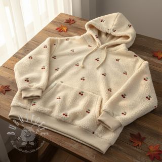 Mantelstoff TEDDY EMBROIDERY Cherries