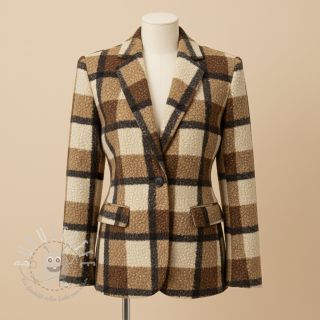 Mantelstoff Bouclé Squares design E