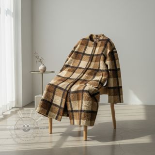 Mantelstoff Bouclé Squares design E