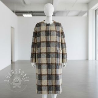 Mantelstoff Bouclé Squares design D