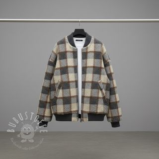 Mantelstoff Bouclé Squares design D