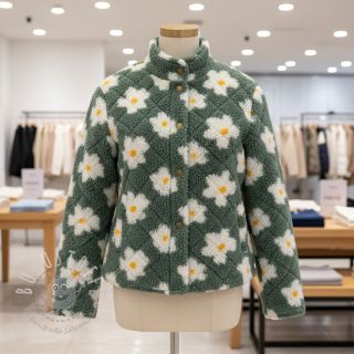 Mantelstoff TEDDY Daisy old green
