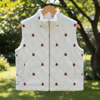 Mantelstoff TEDDY EMBROIDERY Strawberries white