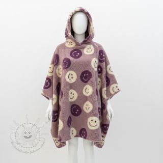 Mantelstoff TEDDY JACQUARD Happy faces mauve