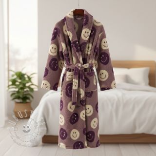 Mantelstoff TEDDY JACQUARD Happy faces mauve