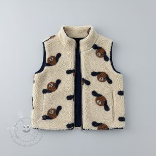 Mantelstoff TEDDY JACQUARD Dogs brown