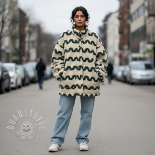 Mantelstoff TEDDY JACQUARD Waves army green