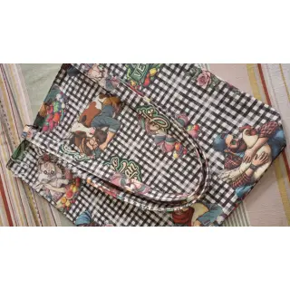 Dekostoff Vegan black check digital print