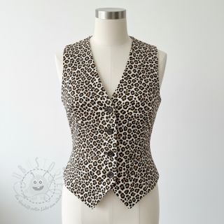 Cord STRETCH Little Leopard light sand