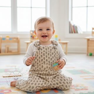 Cord STRETCH Little flower light sand