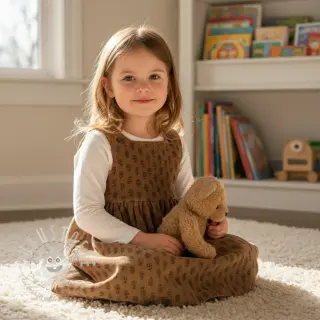 Cord STRETCH Little flower taupe