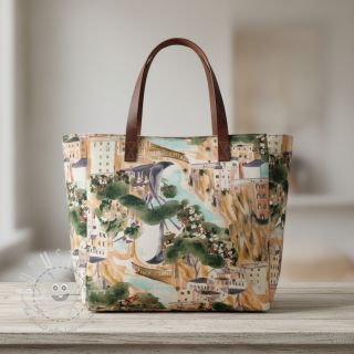 Dekostoff Houses ecru digital print