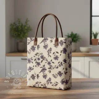 Dekostoff Linenlook Night flowers digital print