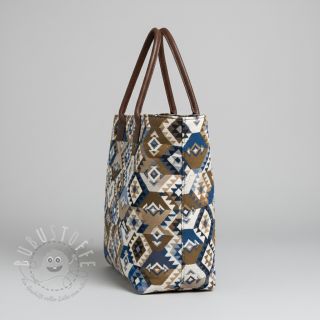 Dekostoff jacquard Kilim cobalt havane