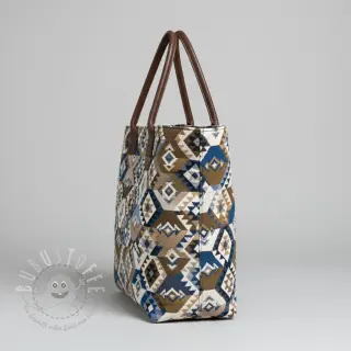 Dekostoff jacquard Kilim cobalt havane